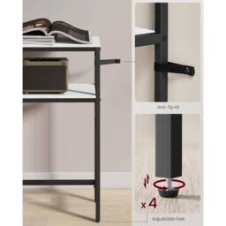 FORGEVIO Console Table, 2-Tier Slim Sofa 80W, Marble White + Ink Black - thumbnail 3