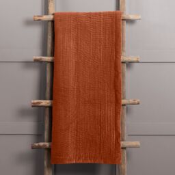 Voyage Maison Haze 100% Cotton Velvet Quilted Throw in Burnt Orange - Size: 140 cm x 200 cm - thumbnail 2