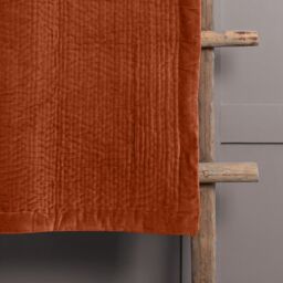 Voyage Maison Haze 100% Cotton Velvet Quilted Throw in Burnt Orange - Size: 140 cm x 200 cm - thumbnail 3