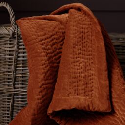 Voyage Maison Haze 100% Cotton Velvet Quilted Throw in Burnt Orange - Size: 140 cm x 200 cm - thumbnail 5