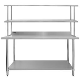 Monstershop Kukoo 6ft Catering Bench with Double Over-shelf in Silver - thumbnail 1