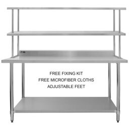 Monstershop Kukoo 6ft Catering Bench with Double Over-shelf in Silver - thumbnail 3