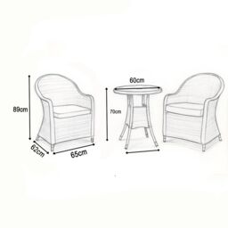 Shatchi Sorrento 3-Piece Rattan Bistro Aluminium 2-Seater Garden Dining Set with Table & Chairs in Natural - thumbnail 4