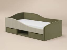 Flair Aubrey Velvet Storage Low Sleeper Bed with Beige Cord in Green - Size: Single - thumbnail 4