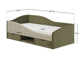Flair Aubrey Velvet Storage Low Sleeper Bed with Beige Cord in Green - Size: Single - thumbnail 8