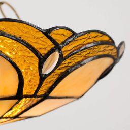ValueLights Tiffany Amber Gold Stained Glass Ceiling Pendant Lamp Shade & Bulb - thumbnail 3
