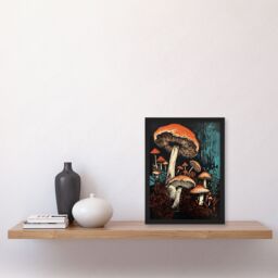 Artery8 Vintage Fungi Aesthetic Mushroom Earthy Modern Painting Artwork Framed Wall Art Print A4 in Black - thumbnail 4