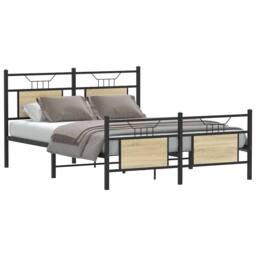 Berkfield Home Bed Frame without Mattress Sonoma Oak 140x200 cm Engineered Wood in Brown - thumbnail 2