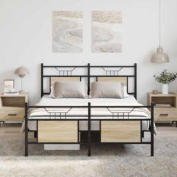 Berkfield Home Bed Frame without Mattress Sonoma Oak 140x200 cm Engineered Wood in Brown - thumbnail 4