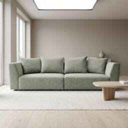 Abakus Direct Tokyo 3 Seater Sofa Basket Weave Fabric with Deep Seats in Green