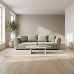 Abakus Direct Tokyo 3 Seater Sofa Basket Weave Fabric with Deep Seats in Green - thumbnail 4