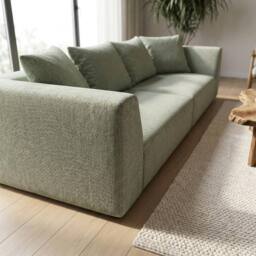 Abakus Direct Tokyo 3 Seater Sofa Basket Weave Fabric with Deep Seats in Green - thumbnail 9