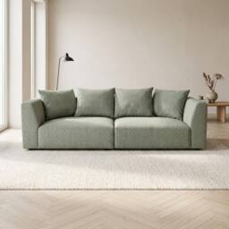 Abakus Direct Tokyo 3 Seater Sofa Basket Weave Fabric with Deep Seats in Green - thumbnail 5