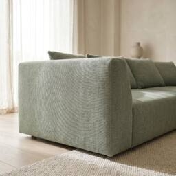 Abakus Direct Tokyo 3 Seater Sofa Basket Weave Fabric with Deep Seats in Green - thumbnail 2