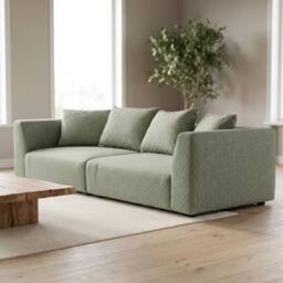 Abakus Direct Tokyo 3 Seater Sofa Basket Weave Fabric with Deep Seats in Green - thumbnail 6