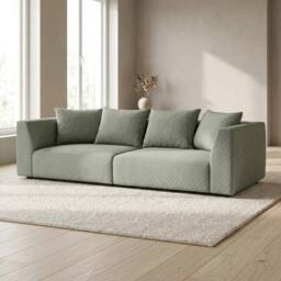 Abakus Direct Tokyo 3 Seater Sofa Basket Weave Fabric with Deep Seats in Green - thumbnail 8