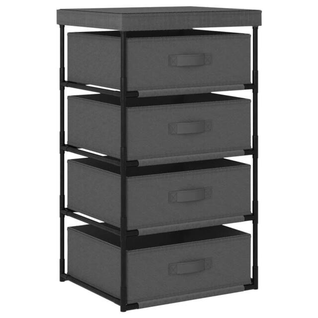 Berkfield Home Storage Rack with 4 Fabric Baskets Steel Grey - image 1