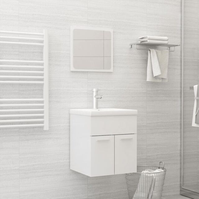 Berkfield Home Bathroom Furniture Set High Gloss White Engineered Wood - image 1