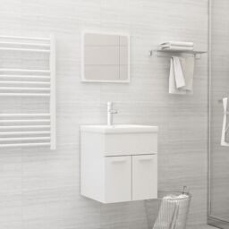 Berkfield Home Bathroom Furniture Set High Gloss White Engineered Wood - thumbnail 1