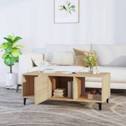 Berkfield Home Coffee Table Sonoma Oak 102x50x40 cm Engineered Wood in Brown - Size: 102 x 50 x 40 cm - thumbnail 3