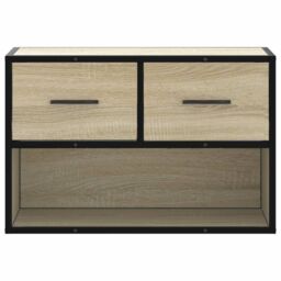 Berkfield Home TV Cabinet Sonoma Oak 60x31x39.5 cm Engineered Wood & Metal in Brown - thumbnail 4