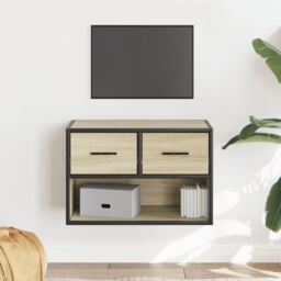 Berkfield Home TV Cabinet Sonoma Oak 60x31x39.5 cm Engineered Wood & Metal in Brown - thumbnail 1