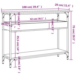 Berkfield Home Console Table with Shelf Sonoma Oak 100x29x75cm Engineered Wood in Brown - Size: 100 x 29 x 75 cm - thumbnail 8