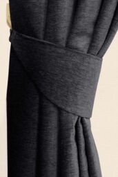 Homescapes Chenille Curtain Tie Back Pair in Grey - thumbnail 1