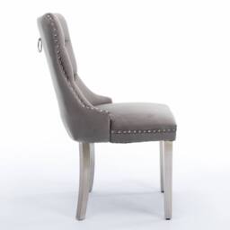 HomeTouch Winchester Set of 6 Velvet Upholstered Kitchen Dining Chairs with Sliver Chrome Legs in Grey - Size: 6 Pack - thumbnail 8
