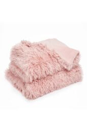 OHS Fluffy Fleece Throw Blanket in Light Pink - Size: 150 cm x 200 cm