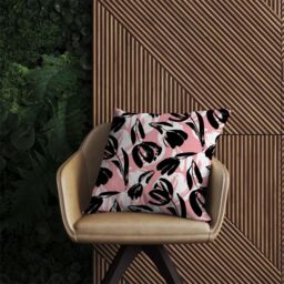 Warren Reed - Designer Nature Flat Spring Flower Motif In Pink & Black Color Outdoor Cushion - Size: 60 cm x 60 cm - thumbnail 2