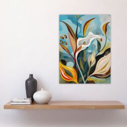 "Artery8 Abstract Lily Flowers in Bloom Colourful Spring Wall Art Print - Size: W24"" x H32""" - thumbnail 4