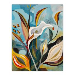 "Artery8 Abstract Lily Flowers in Bloom Colourful Spring Wall Art Print - Size: W24"" x H32""" - thumbnail 1