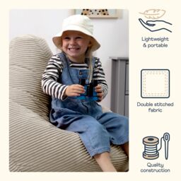 icon Pack of 2 Dalton Kids Bean Bag, Corduroy Childrens Beanbag in Beige - thumbnail 4