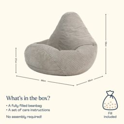 icon Pack of 2 Dalton Kids Bean Bag, Corduroy Childrens Beanbag in Beige - thumbnail 6