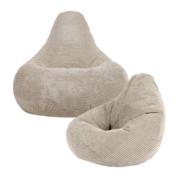 icon Pack of 2 Dalton Kids Bean Bag, Corduroy Childrens Beanbag in Beige