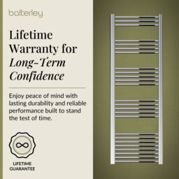 Balterley Straight Heated Towel Rail Radiator, 459W, 500 x 1600mm, Chrome in Silver - thumbnail 7