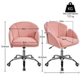 Havendro Cute Desk Chair Makeup Vanity Chair Home Office Chair in Pink - thumbnail 2