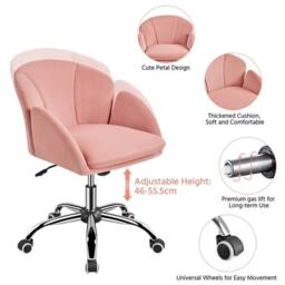 Havendro Cute Desk Chair Makeup Vanity Chair Home Office Chair in Pink - thumbnail 3