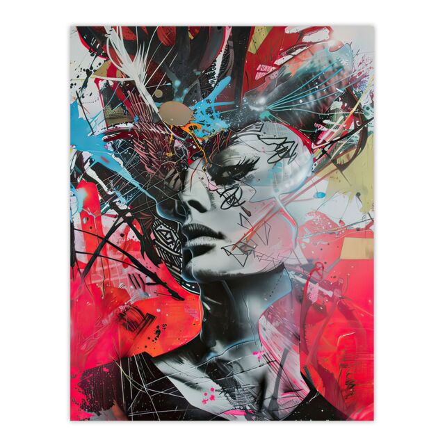 "Artery8 Zef Culture Modern Conceptual Abstract Portrait Wall Art Print in Red - Size: W12"" x H16""" - image 1