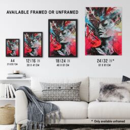 "Artery8 Zef Culture Modern Conceptual Abstract Portrait Wall Art Print in Red - Size: W12"" x H16""" - thumbnail 3