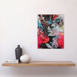 "Artery8 Zef Culture Modern Conceptual Abstract Portrait Wall Art Print in Red - Size: W12"" x H16""" - thumbnail 4