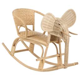 Wyld and Coco Kids Elephant Rocking Chair Natural Rattan Indoor and Sheltered Patio - thumbnail 2