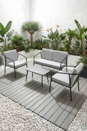 More4Homes Malibu Garden Sofa Set 4 Seater Outdoor Corner Sofa with Glass Table in Grey - thumbnail 1