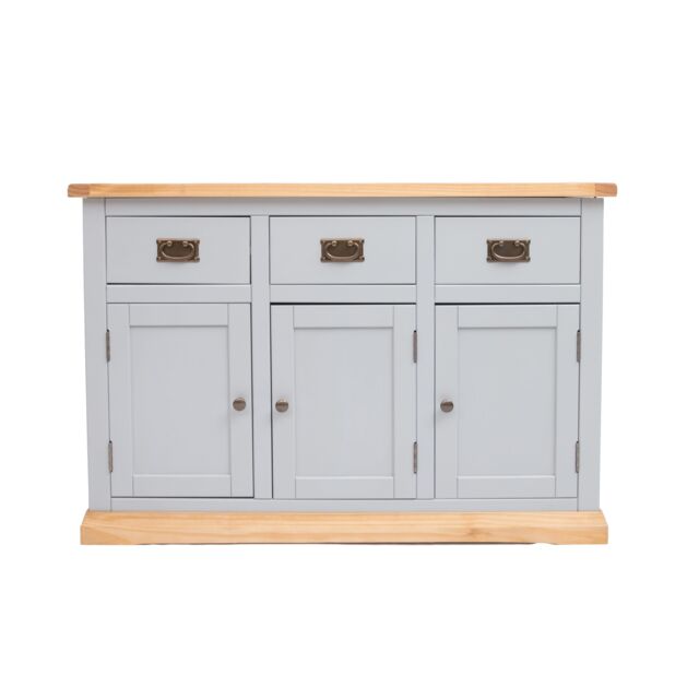 Cabinet Bits Bomporto Light Grey 3 Drawer 3 Door Sideboard Brass Drop Handle - image 1