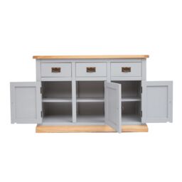 Cabinet Bits Bomporto Light Grey 3 Drawer 3 Door Sideboard Brass Drop Handle - thumbnail 6