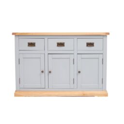 Cabinet Bits Bomporto Light Grey 3 Drawer 3 Door Sideboard Brass Drop Handle - thumbnail 1