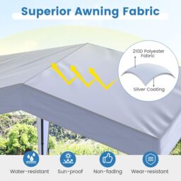 Costway 302 x 302 cm Pop up Canopy Tent with Portable Wheeled Bag & 8 Stakes in White - thumbnail 6