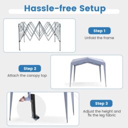 Costway 302 x 302 cm Pop up Canopy Tent with Portable Wheeled Bag & 8 Stakes in White - thumbnail 7