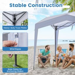 Costway 302 x 302 cm Pop up Canopy Tent with Portable Wheeled Bag & 8 Stakes in White - thumbnail 9